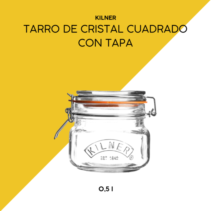 Tarro de cristal cuadrado con tapa hermético 0,5 l kilner
