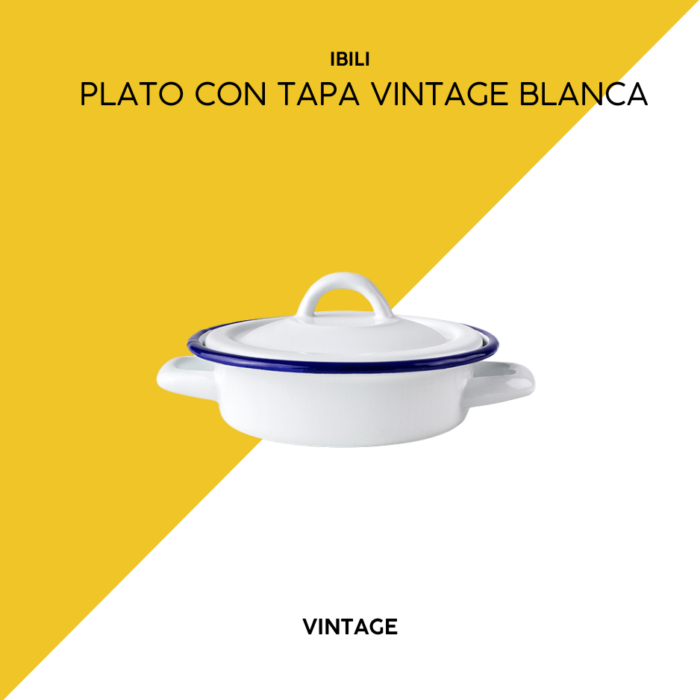 Plato con tapa para huevos 14cm vintage blanca ibili