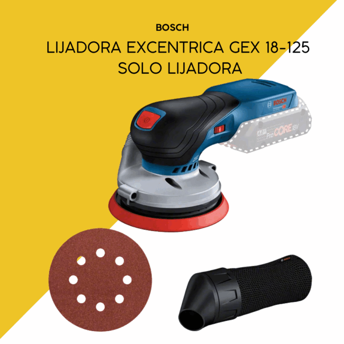 Lijadora Excéntrica Bosch GEX 18V‑125 – Rendimiento profesional sin cable