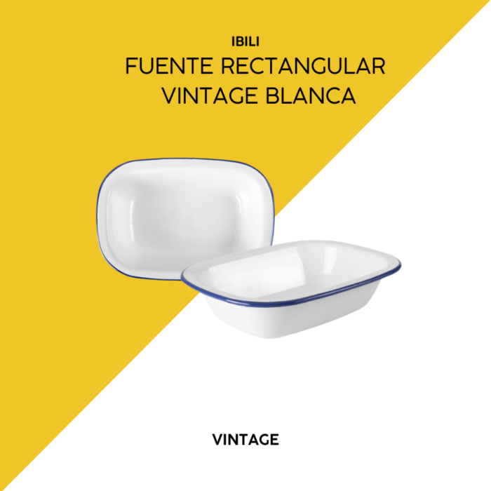 Fuente rectangular 22cm vintage blanca ibili