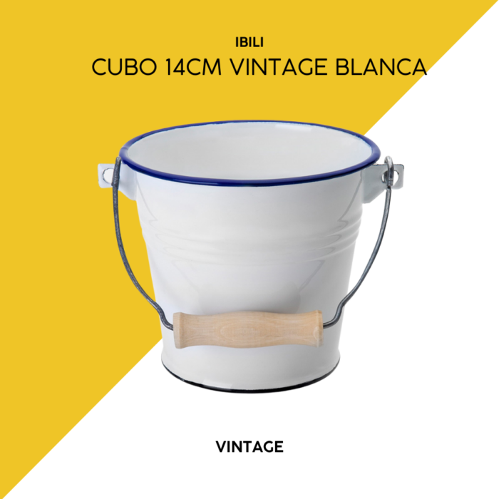 Cubo 14cm vintage blanca ibili