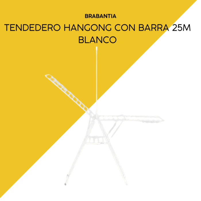 Tendedero HangOn 25m Brabantia – con barra y acabado blanco