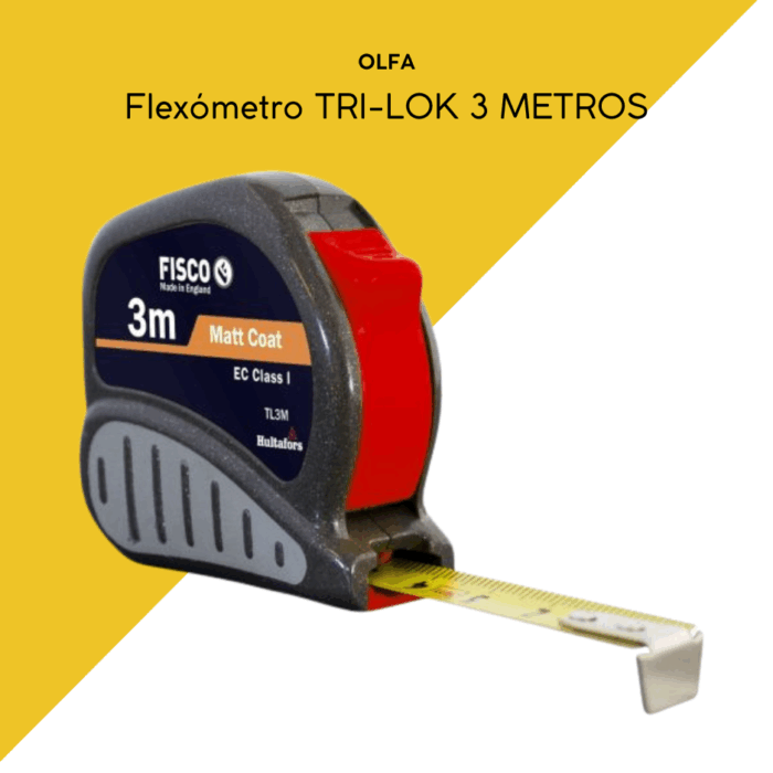 Flexómetro clase I con caja ABS con empuñadura de goma TRI-LOK 3M FISCO