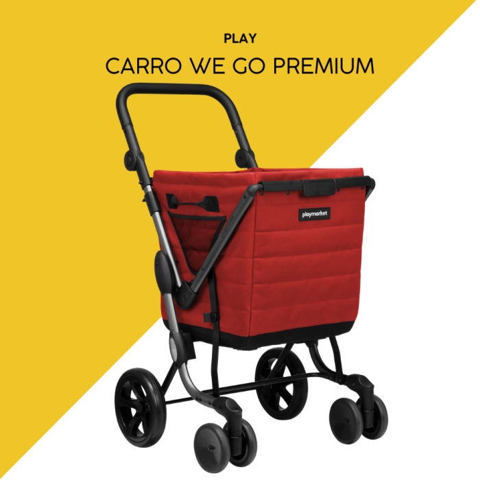 Carro de Compra Playmarket We Go Premium desplegado con bolsa 55L.